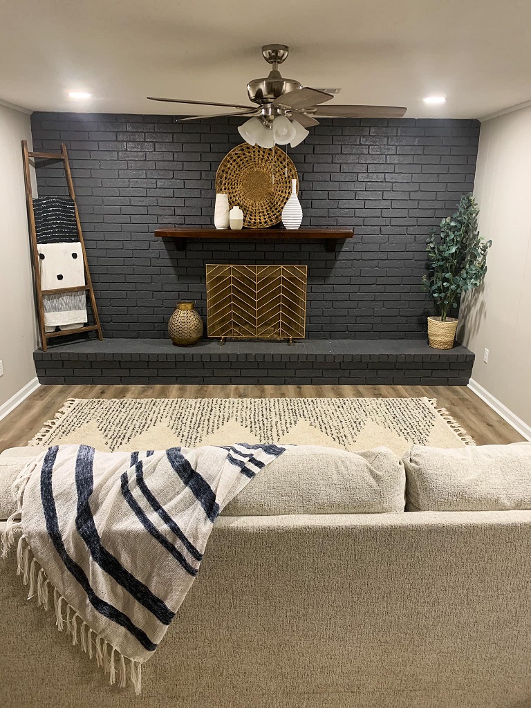 Whole Brick Wall Fireplace Farmhouse Makeover