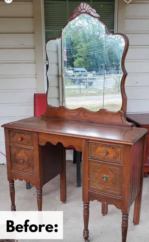 Vanity Dresser Turned Into A Bathroom, Antique Vanity Dresser With Mirror