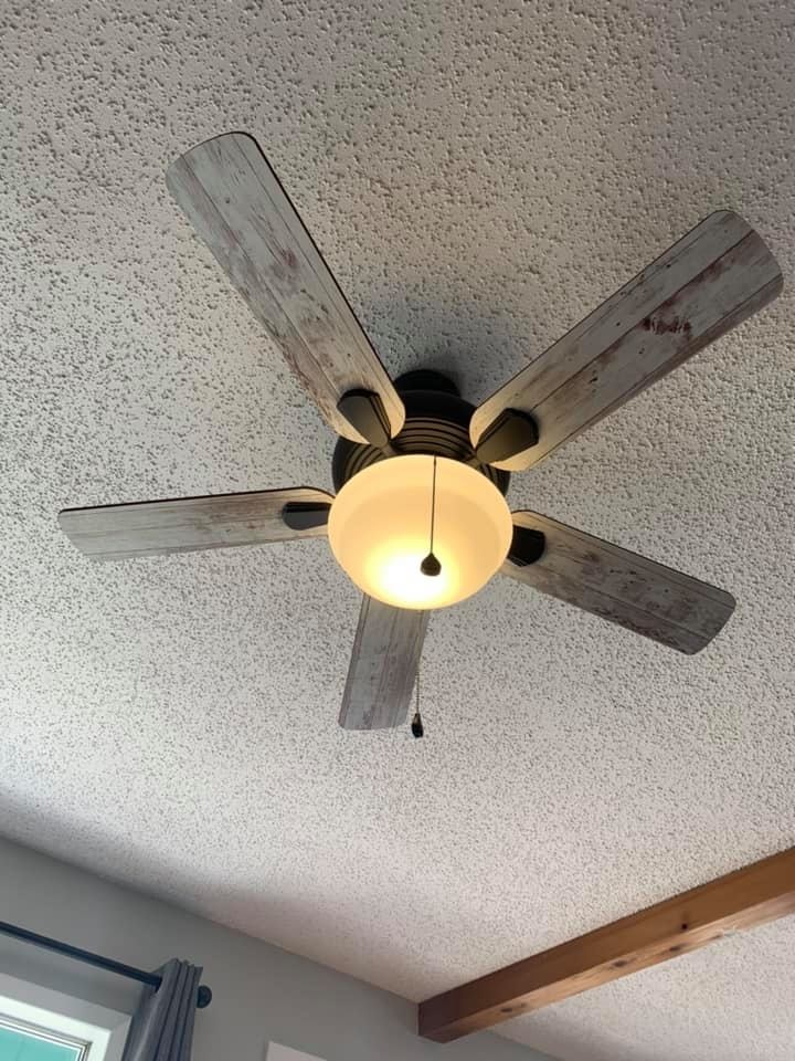 How To Update Ceiling Fan Blades With Contact Paper The Happy Farmhouse - How To Turn A Ceiling Fan Into Light