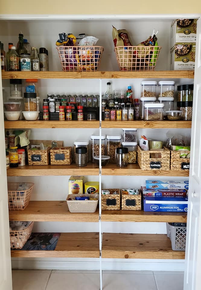 DIY - Covering Wire Shelves in the Pantry - The Happy Farmhouse